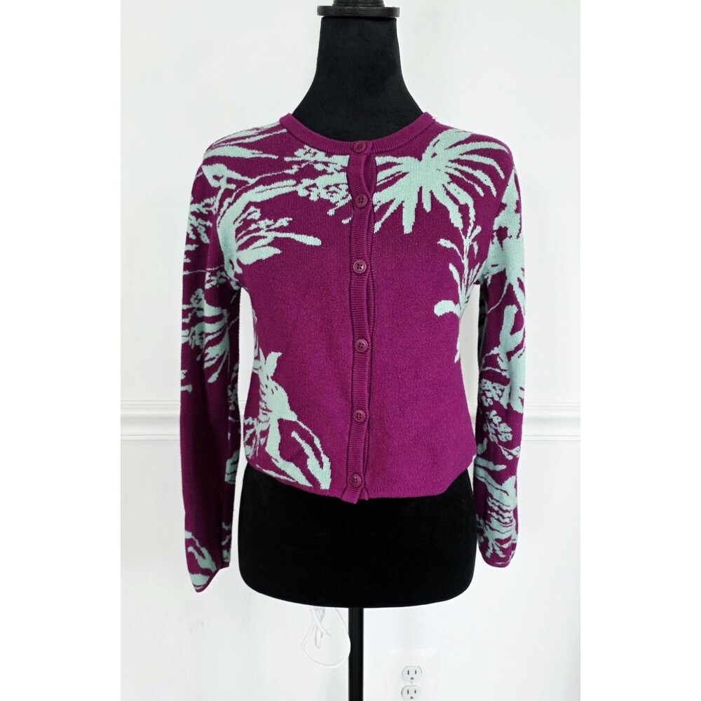 Future Collective Gabriella Karefa-Johnson Purple Teal Floral Cardigan XXS
